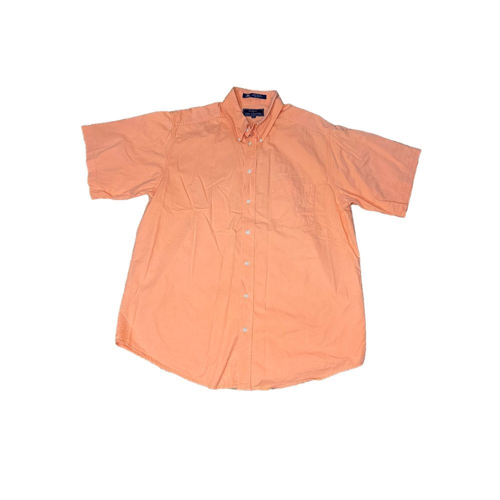 Mens‎ John Ashford  Short Sleeve Dress Shirt Orange 100% Cotton size L